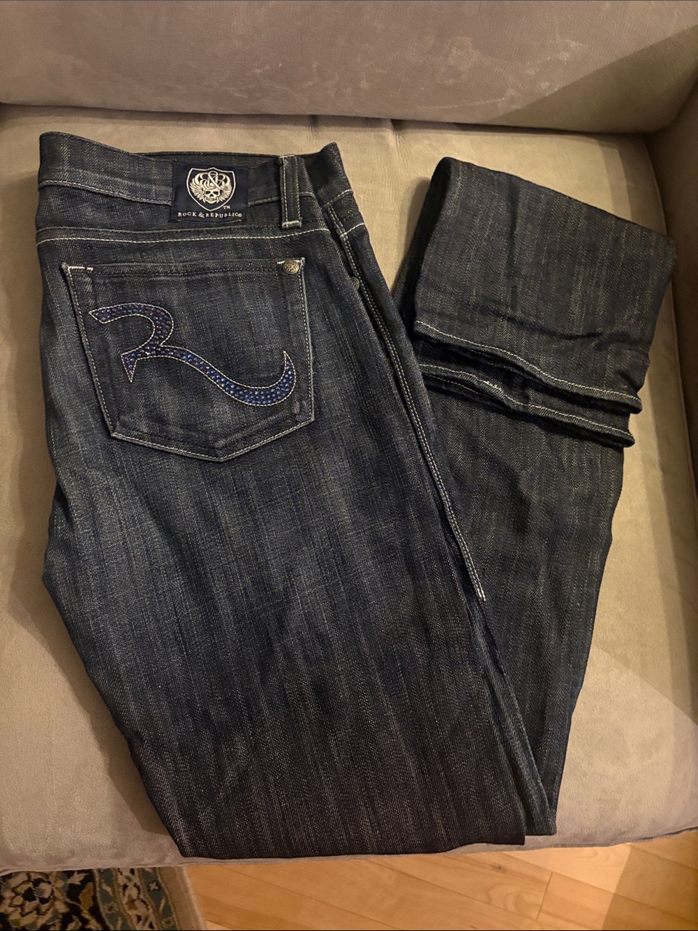 Rock & Republic Dark Wash Women's Jeans w/ Swarovski crystals
